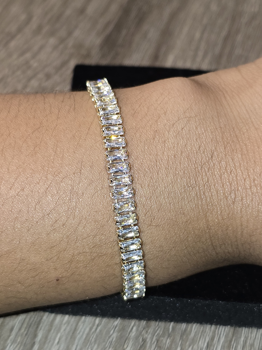 Gold Cubic Zirconia Baguette Tennis Bracelet - Women Jewelry